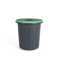 Cubo reciclaje negro con asa verde 25L