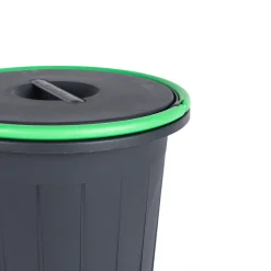 Cubo reciclaje negro con asa verde 25L