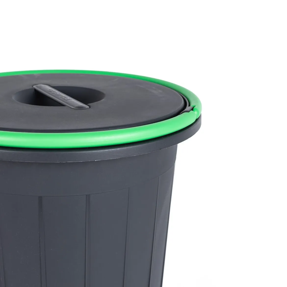 Cubo reciclaje negro con asa verde 25L