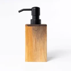 Dispensador marrón de madera acacia para jabón
