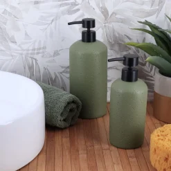Dispensador Para Jabón Líquido Verde Efecto Piedra
