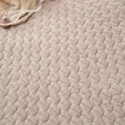 Edredón CAMILA beige de terciopelo 160x220cm