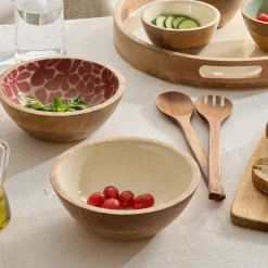 Ensaladera INAYA blanca de madera de mango 25cm