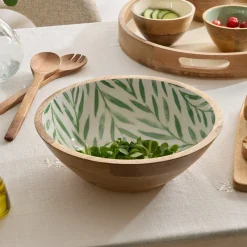 Ensaladera INAYA verde de madera de mango 30cm