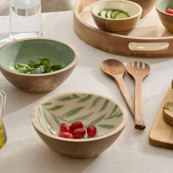 Ensaladera INAYA verde de madera de mango 25cm
