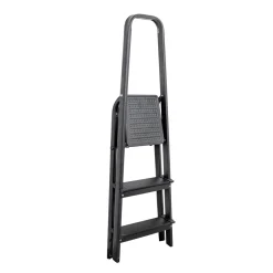 Escalera Negra Con 3 Peldaños De Aluminio 130cm