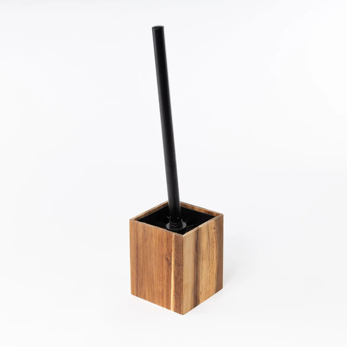 Escobilla de baño marrón de madera acacia