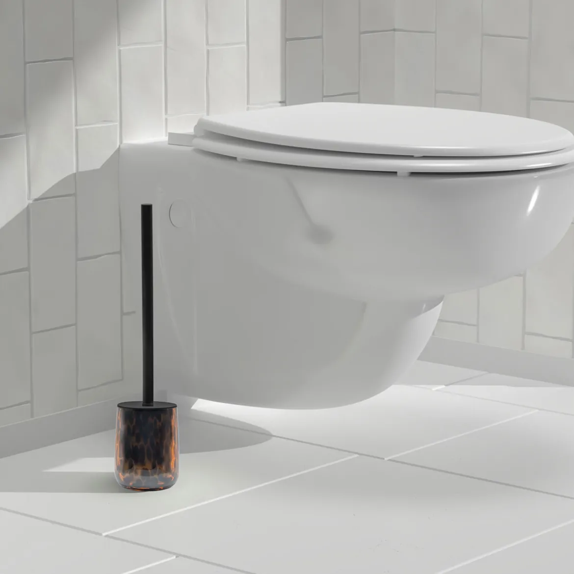 Escobillero wc DOTTY marrón D9.8x39cm