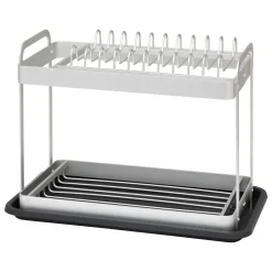 Escurreplatos con 2 niveles gris de aluminio