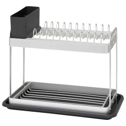 Escurreplatos con 2 niveles gris de aluminio
