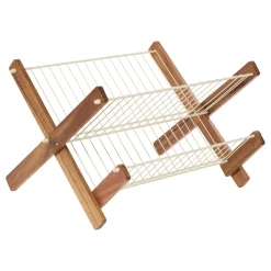 Escurreplatos plegable beige metálico