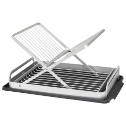 Escurreplatos plegable gris de aluminio