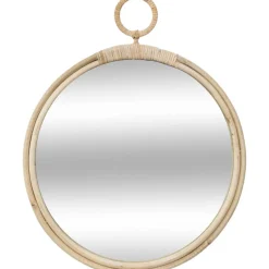 Espejo De Pared Beige De Ratán 38Cm