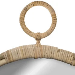 Espejo De Pared Beige De Ratán 38Cm