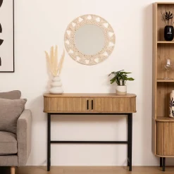 Espejo De Pared De Algodón Beige 56Cm