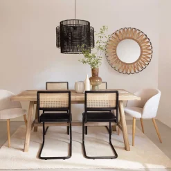 Espejo De Pared Eve De Bambú Beige 93Cm