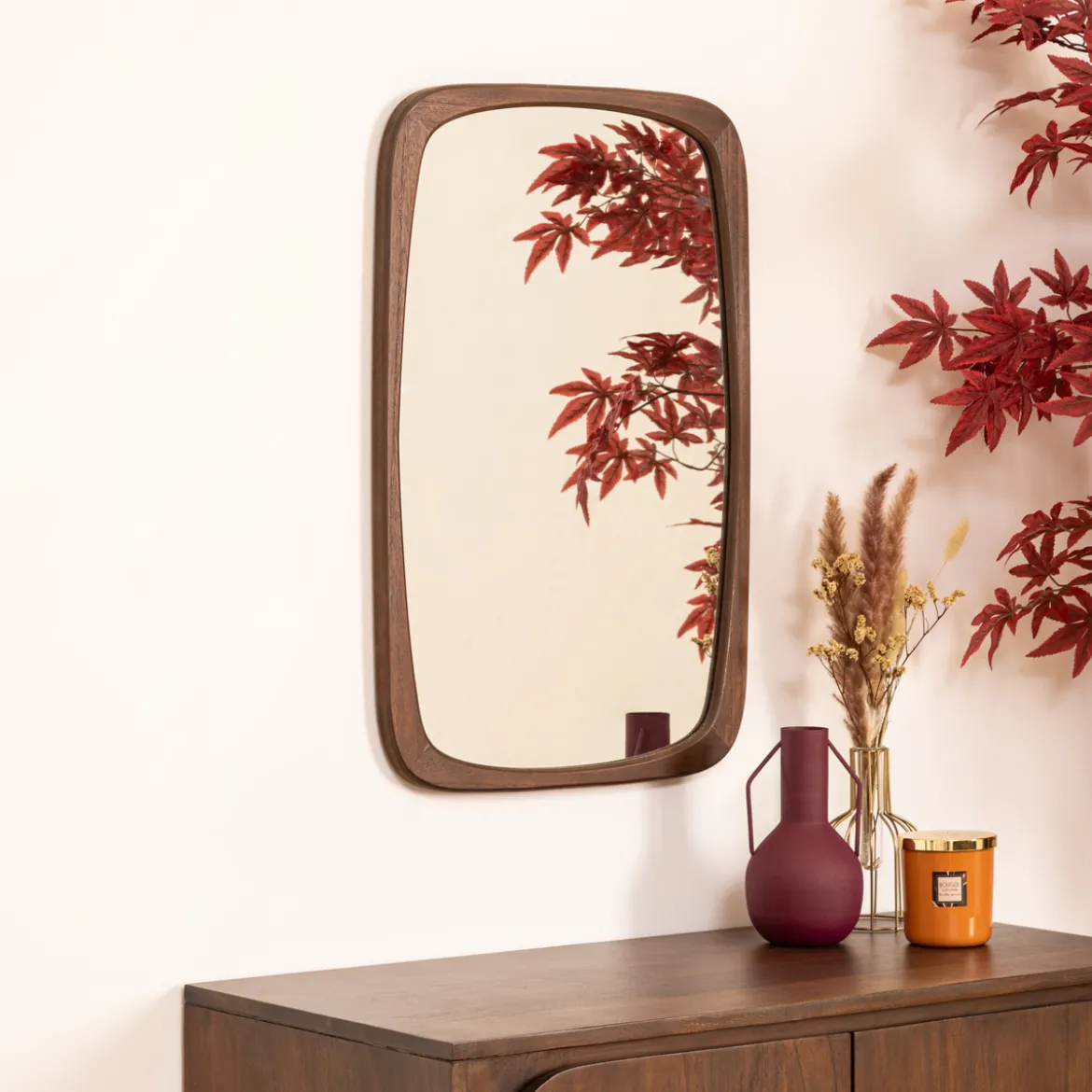 Espejo De Pared Keira Marrón De Mdf 65cm