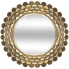 Espejo De Pared Metal Flor Dorado 91x9Cm