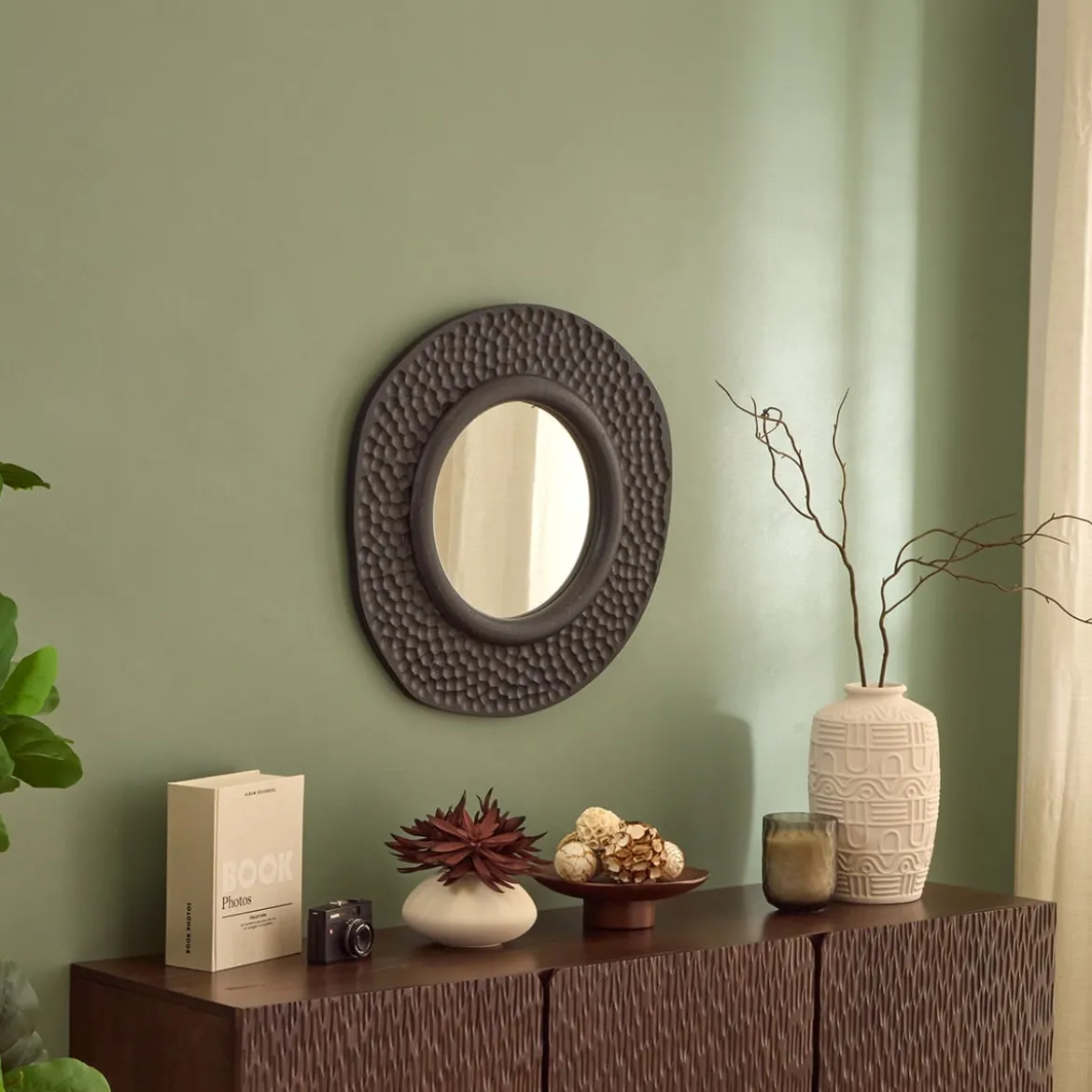 Espejo de pared negro 60cm