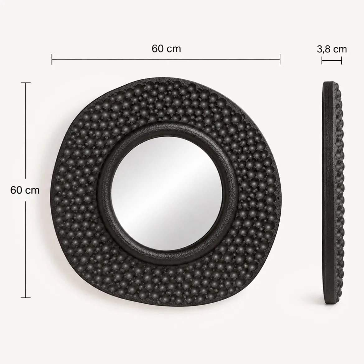Espejo de pared negro 60cm