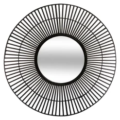 Espejo De Pared Negro De Bambú 77x4Cm