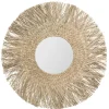 Espejo De Pared Redondo Ael Beige De Rafia 80Cm