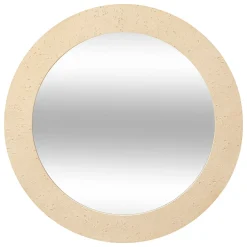Espejo de pared redondo ANAYA beige 78cm