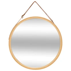 Espejo de pared wc bambú D38cm