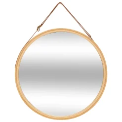 Espejo de pared wc bambú D38cm