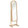 Espejo De Pie Beige Con Joyero