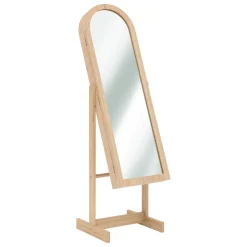 Espejo De Pie Beige Con Joyero