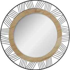 Espejo redondo decorativo ARCHI de metal y madera