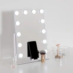 Espejo wc blanco con luz led 43cm