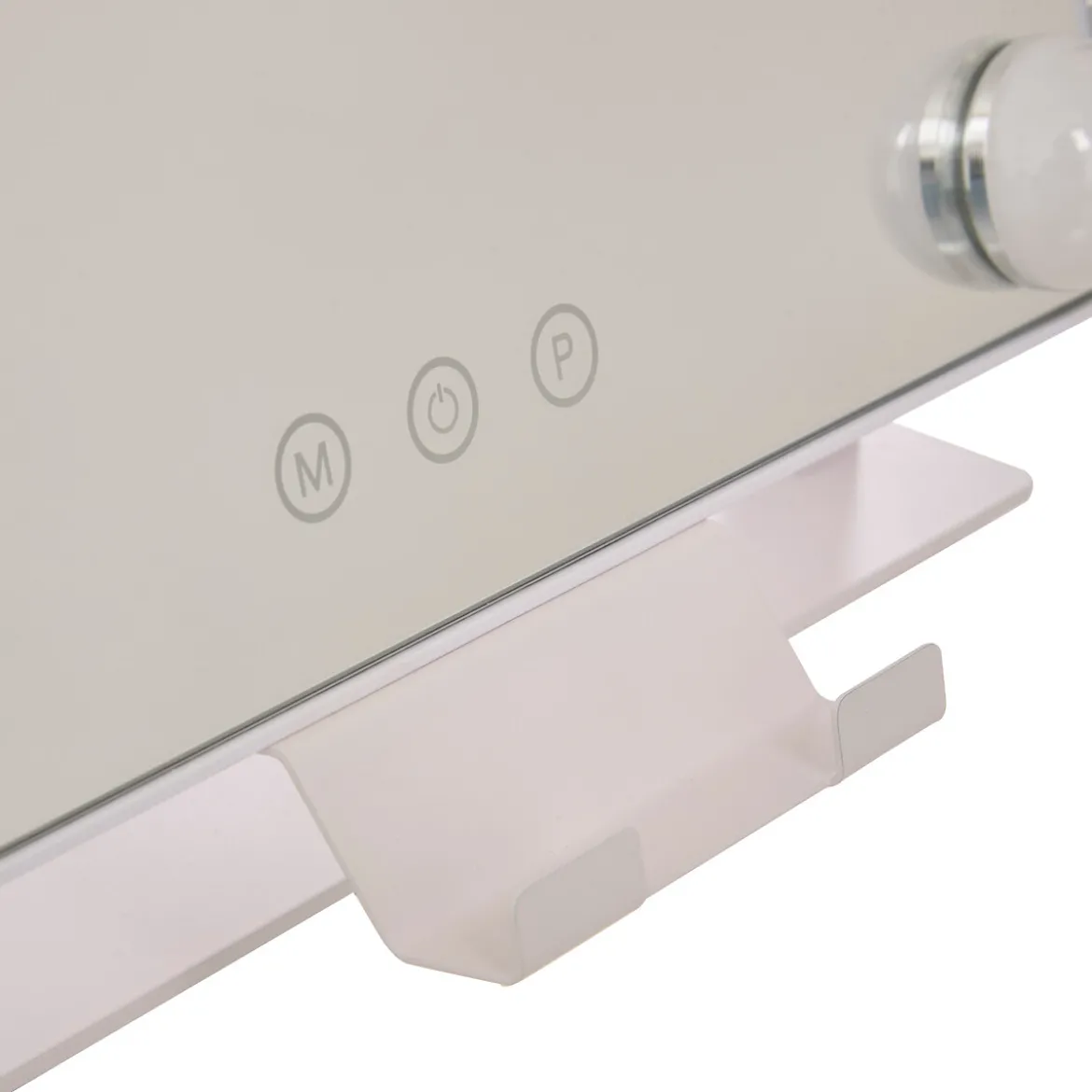 Espejo wc blanco con luz led 43cm
