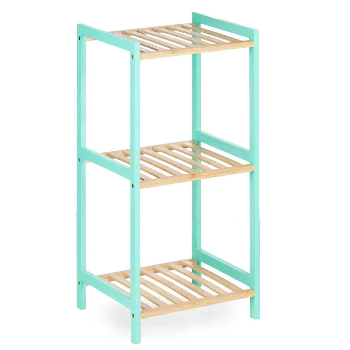 Estante con 3 baldas verde de bambú 70cm