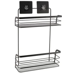 Estante De Baño Negro Con 2 Niveles