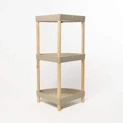 Estante esquinero con 3 niveles beige de madera