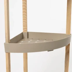 Estante esquinero con 3 niveles beige de madera
