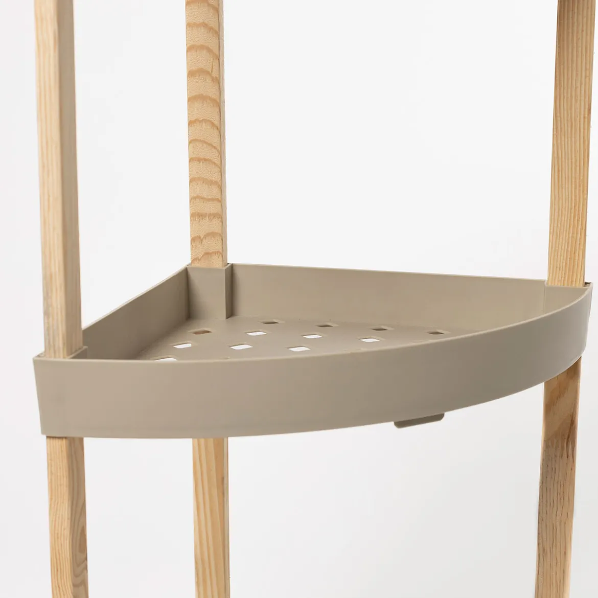 Estante esquinero con 3 niveles beige de madera