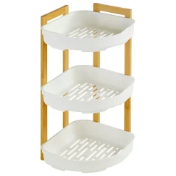 Estante esquinero NATUREO de baño 3 niveles bambú