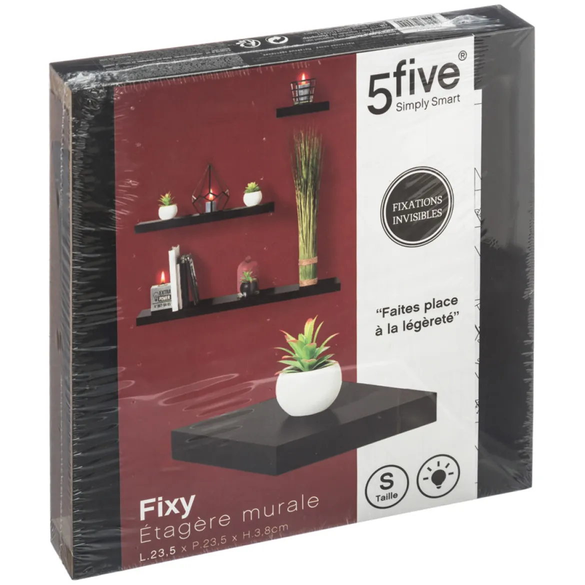 Estante Flotante Mdf Negro 23.5x23.5x3.8