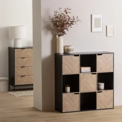 Estante mix CHEVRONS negro con 9 módulos