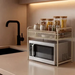Estante para microondas beige