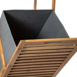 Estantería Bambú Con Cesto Para La Ropa