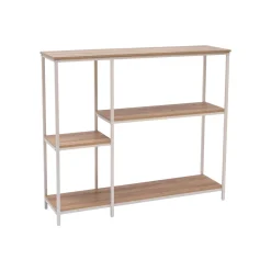 Estantería blanca con baldas de madera