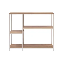Estantería blanca con baldas de madera