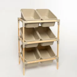 Estantería con 6 organizadores beige