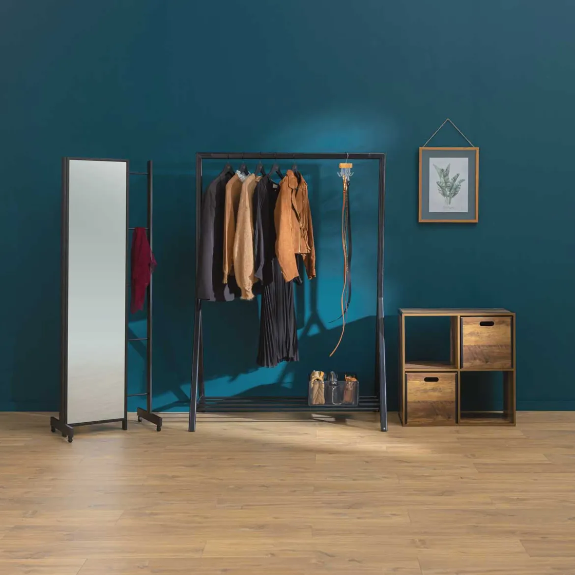 Estantería marrón oscuro con 4 cubos MIXMODUL