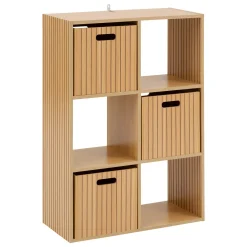 Estantería modular MIX TASSO marrón con 6 cubos