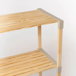 Estantería multifuncional beige de madera
